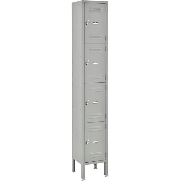 Global Industrial 4-Tier 4 Door Box Locker, 12W x 12D x 18H, Gray, Assembled 493481GY - main
